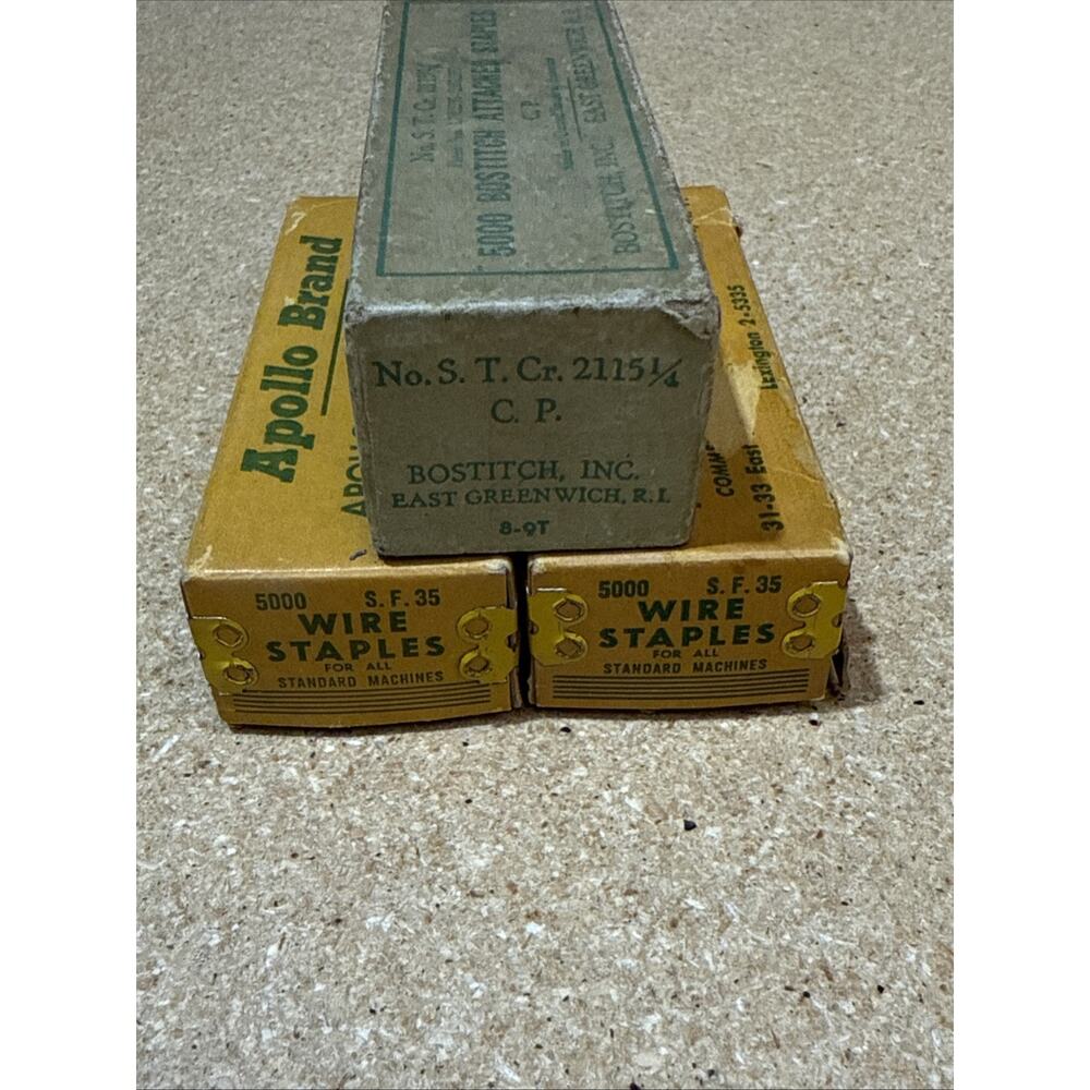 VTG Staple Boxes Lot – Apollo Stationery & Bostitch – Old Office Supplies